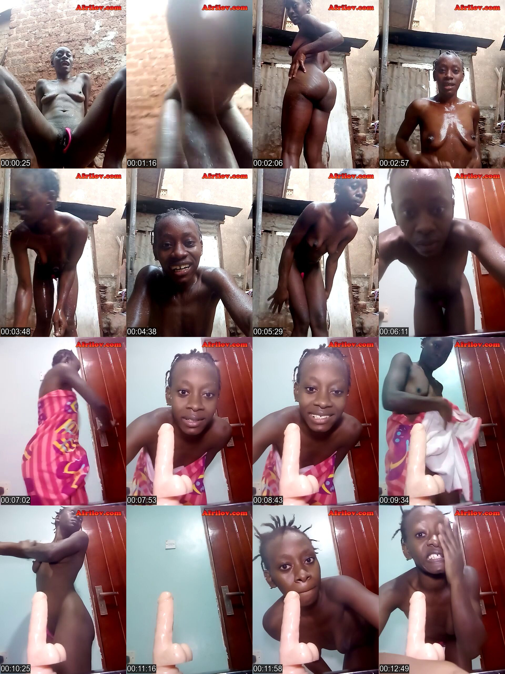 EbonyGem Bubble Butt Petite African Maid Showers in Her Village.