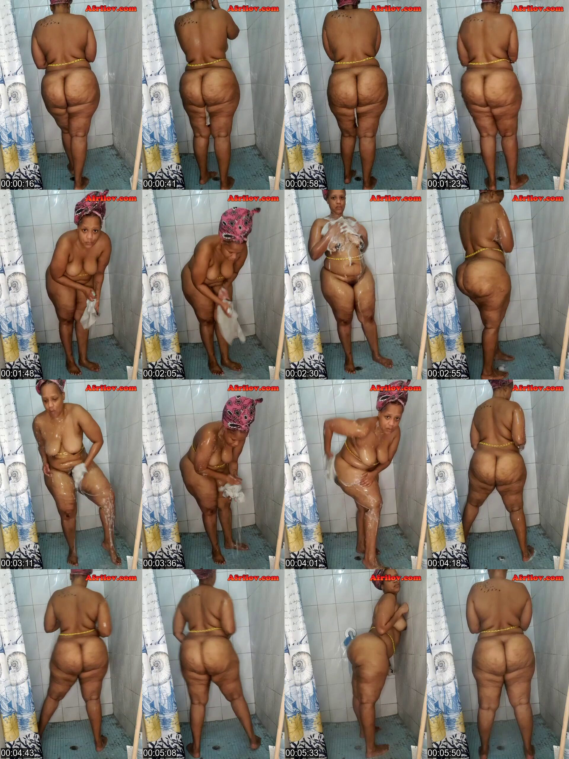 JaguatBooty Phat Ass African MILF Takes a Shower Live on Cam.